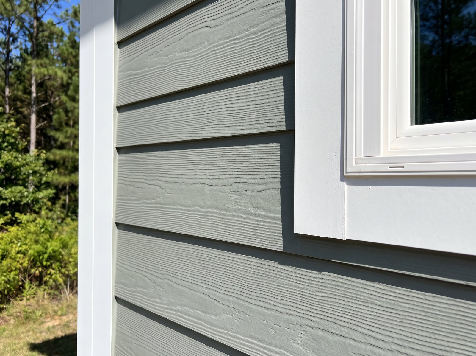 Example of fiber cement lap siding with white trim