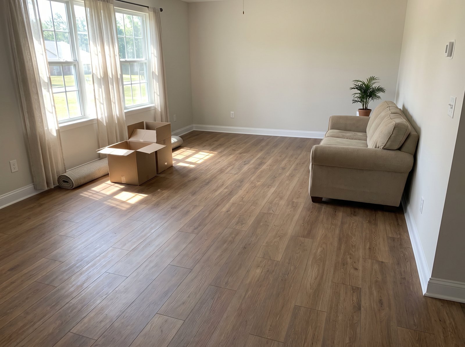 Example of wood-look luxury vinyl plank flooring in a living room