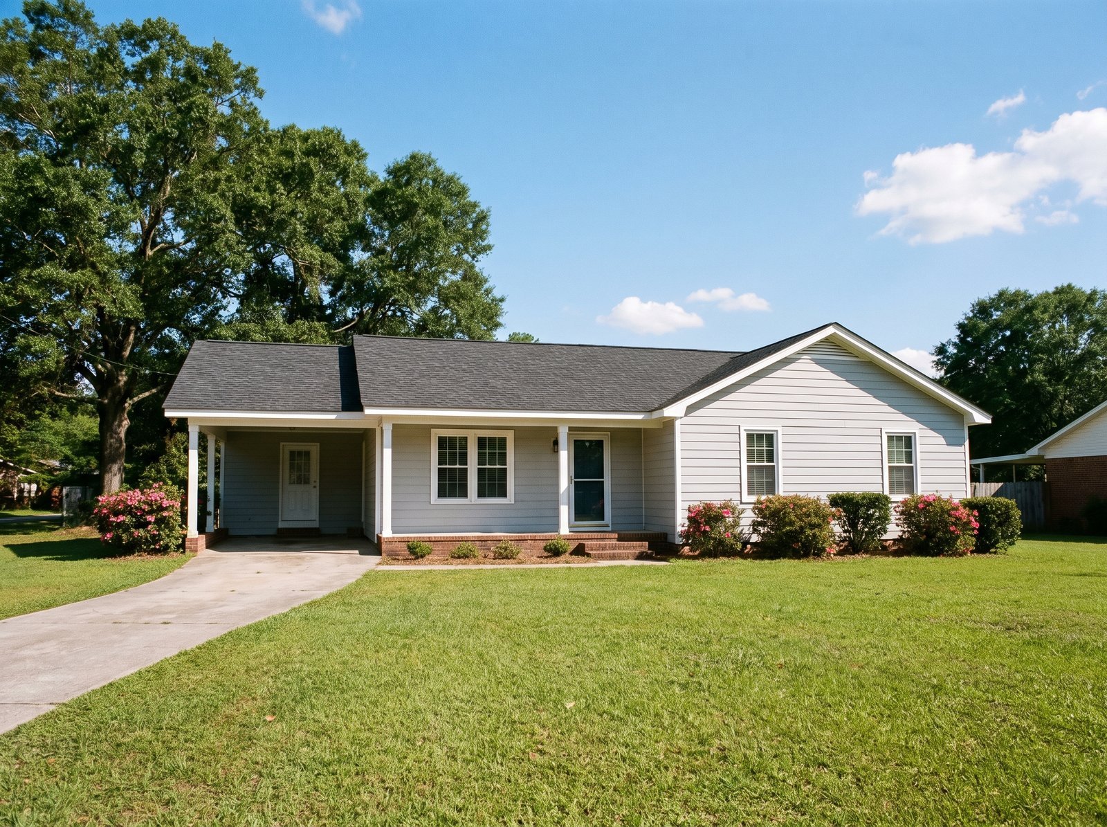 Example of a single-story home with new lap siding